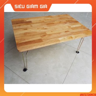 Bàn gấp gọn gỗ cao su chân bóp vàng 40x60x28 bảo hành 12 tháng lỗi 1 đổi 1