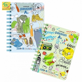 Sổ lò xo kép A5 kẻ ngang 320 trang Klong bìa cứng màu cá tính MS 941