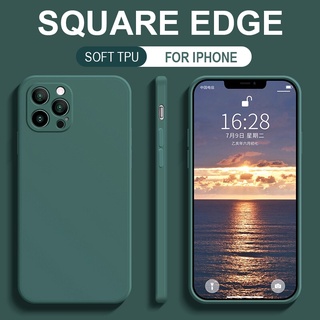 Ốp điện thoại mềm cạnh vuông màu trơn cho iPhone 12 Mini 13 Pro Max
