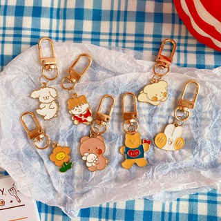 Móc Khóa Keychain, Cài Airpods Kim Loại Mạ Enamel Thỏ Cam Hoạt Hình