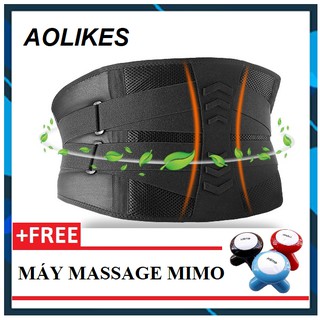 ✔️✔️ Đai lưng tập GYM, bảo vệ cột sống, chống gù lưng có nẹp thép CAO CẤP Aolikes FN7981 - TẶNG 1 MÁY MASSAGE MINI