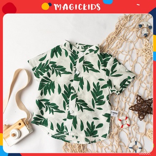 Áo sơ mi ngắn tay cho bé trai 1 2 3 4 5 6 7 tuổi đi biển chất liệu tơ đũi thoáng mát MAGICKIDS Quần áo bé trai AO19007