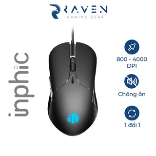 Chuột Gaming Có Dây INPHIC PB1P Thiết Kế Công Thái Học, 4000DPI Siêu Nhạy, LED 12 Màu RGB