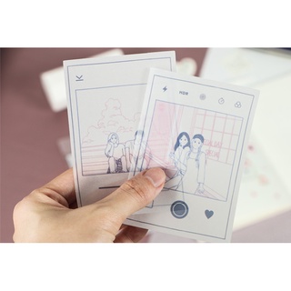 Bộ 30 giấy ghi chú vintage trong suốt họa tiết in chìm cô gái xinh xắn khung ảnh INSTAGRAM