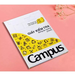 Tập giấy kiểm tra kẻ ngang có chấm Campus (20 tờ đôi + 10 tờ đơn) Chất lượng giấy tốt, ăn mực không nhoè, không gây loá
