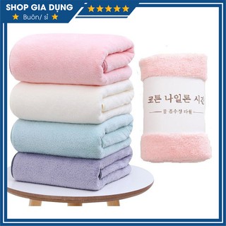 Khăn Tắm Lông Tuyết Loại To 1m4 x 70cm Xuất Hàn Siêu Thấm Hút Dày Dặn Mềm Mịn Size To 70 x 140cm
