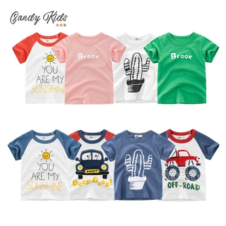 Áo Thun Ngắn Tay Chất Liệu Cotton In Hình Hoạt Hình Dễ Thương Dành Cho Trẻ Nhỏ 2-9 Tuổi