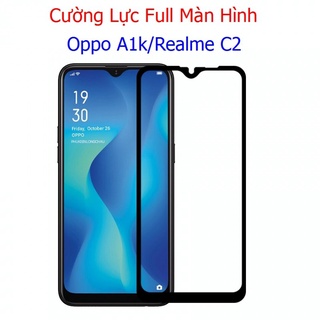 (F06) Miếng Dán Cường Lực Oppo A1k, Realme C2 Full Màn Hình