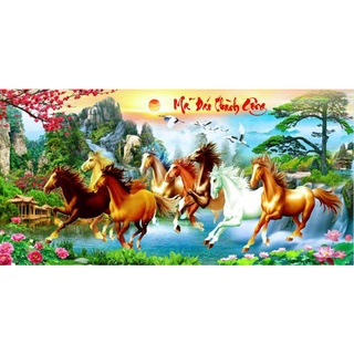Tranh  Đính Đá MÃ ĐÁO THÀNH CÔNG (ĐÁ ABC CAO CẤP). Kích Thước: 1m50 x 75cm