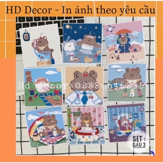 [ FreeShip ] Set 6 tấm thiệp Hình Gấu có sẵn decor tranh trí phòng cực xinh