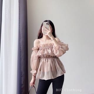Áo trễ vai nữ chất voan sang trọng (Ảnh thật)