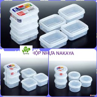 Set 3, 4 hộp nhựa tròn, vuông Nakaya - hàng nội địa Nhật Bản_đựng đồ ăn dặm, thực phẩm cho bé