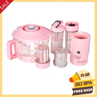 Bộ máy xay 8 chi tiết công suất 400W màu hồng cho gia đình