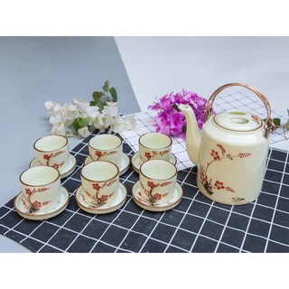 Ấm tích họa tiết vẽ tay gốm sứ Bát Tràng