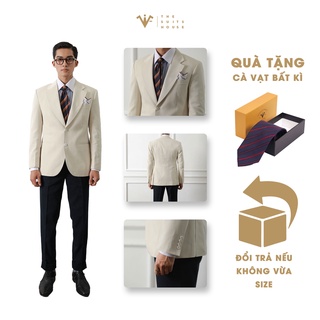 Vest NAM áo blazer vest suit quần tây, trắng kem phối xanh đen đậm 2K3T, satorial, chất vải WOOL - THE SUITS HOUSE