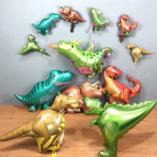 Bóng Nhôm Khủng Long Chúa Tể Rừng Xanh, Bóng Kiếng Hình Khủng Long Trang Trí Cùng Các Combo Bong Bóng Tone Màu Xanh Lá