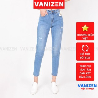 Quần jean nữ ống rộng baggy đẹp lưng cao cạp căn bản rách nhẹ hàng hiệu cao cấp mã 460 VANIZEN