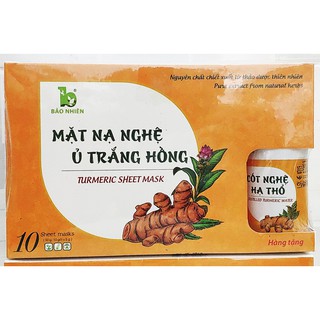 [Tặng 1 cốt nghệ hạ thổ 50ml] Hộp 10 gói mặt nạ nghệ ủ trắng hồng 50gr [Bảo Nhiên] [Việt Nam]