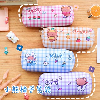 Bóp bút caro gấu Ulzzang xinh xắn cute