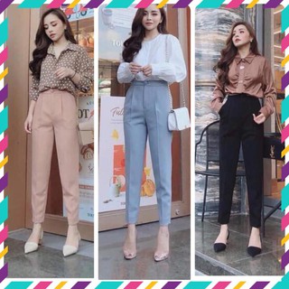 Quần baggy nữ cạp khóa quần tây nữ khuy bọc chất tuyết mưa đứng from không xù lông thời trang Banamo Fashion 8313