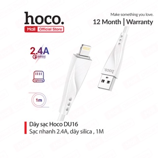 Cáp sạc 2.4A Hoco DU16 Lightning dây silica siêu bền chịu được nhiệt độ cao cho iPhone/iPad dài 1M