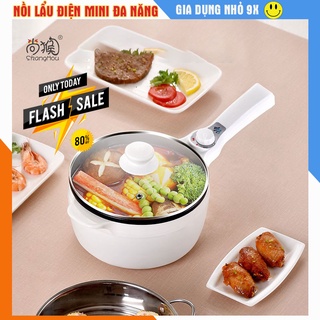 Nồi lẩu mini đa năng, nồi lẩu điện SHANG HOU, công suất 600W, tặng kèm vỉ hấp - BH 12 THÁNG