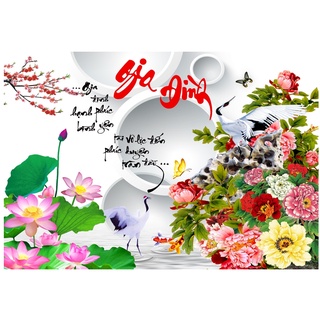 Tranh Đính Đá GIA ĐÌNH HẠNH PHÚC (ĐÁ ABC CAO CẤP). Kích Thước: 80cm x 60cm