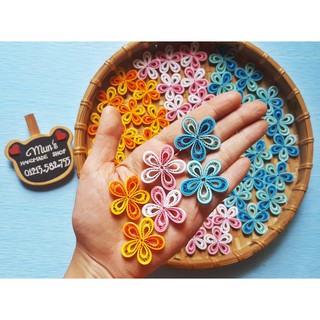 Set 3 bông hoa quilling giấy xoắn  làm thiệp, trang trí handmade