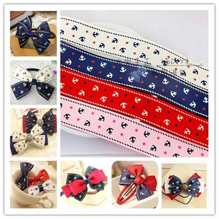 25mm Ruy băng gân họa tiết mỏ neo phụ kiện làm hoa nơ đồ handmade trang trí đồ vật nhà cửa làm bờm tóc kẹp tóc