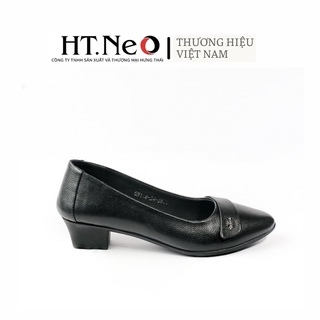 Giày cao gót nữ 3p HT.NEO da cừu mềm mại,đế cao su non cao 3cm, nơ da trang trí thanh lịch CS155