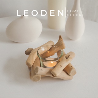 Chân nến bằng gỗ hình đống lửa trang trí phong cách Bắc Âu đẹp – LEODEN Decor