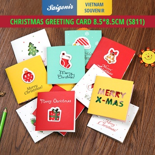 Thiệp Giáng Sinh 3 Lớp Xmas Card dành cho dịp Noel S811 Làm từ Giấy dày cao cấp Đa dạng mẫu mã Size 8.5x8.5cm