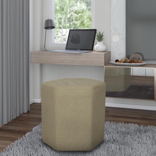 HomeBase FURDINI Ghế đôn hình lục giác bọc vải có lớp chống trượt W41xH40,5xD41cm màu kem