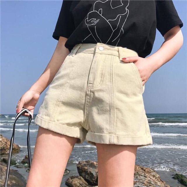 Quần short cạp cao