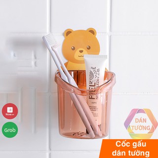 Cốc đựng bàn chải kem đánh răng dán tường nhà tắm MDT, giỏ đừng đồ đa năng hình GẤU CUTE _CGC