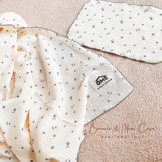 Set chăn xô Hè 2 lớp + lót thấm 8 lớp mồ hôi đầu ÔME cho bé từ sơ sinh
