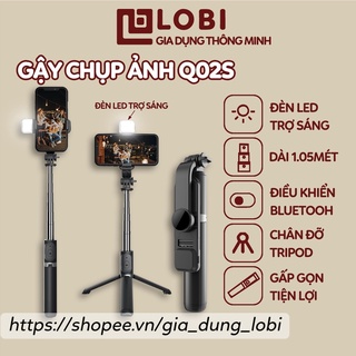 Gậy chụp ảnh 3 chân có đèn led Q02S gậy tự sướng selfie chụp hình bluetooth điều khiển từ xa xoay nhiều góc độ