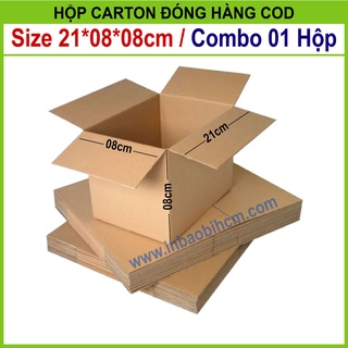 01 Hộp đóng hàng 21x8x8 cm, Hộp carton dày, Cứng cáp, Chuẩn Ship COD, Thùng carton, Hộp giấy giá rẻ, Inbaobi.HCM