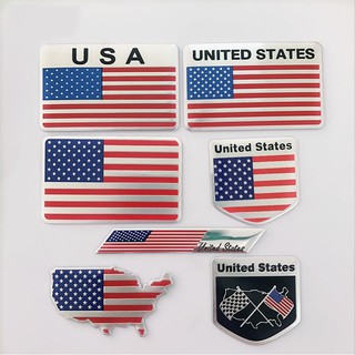 [Mã LIFEAUMAY giảm 10% tối đa 30k đơn 150k] Tem Nhôm dán xe hình cờ Mỹ USA United States