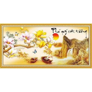 Tranh Đính Đá PHÚ QUÝ CÁT TƯỜNG (ĐÁ AB CAO CẤP). Kích Thước: 1m x 50cm - 1m50 x 75cm