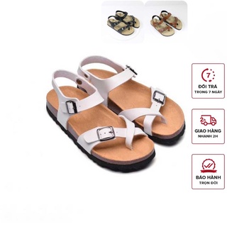 Giày Đế Trấu 3 Màu Trắng Đen Bò Xỏ Ngón Quai Hậu Quai Dán Detaunisex Mã SATA22