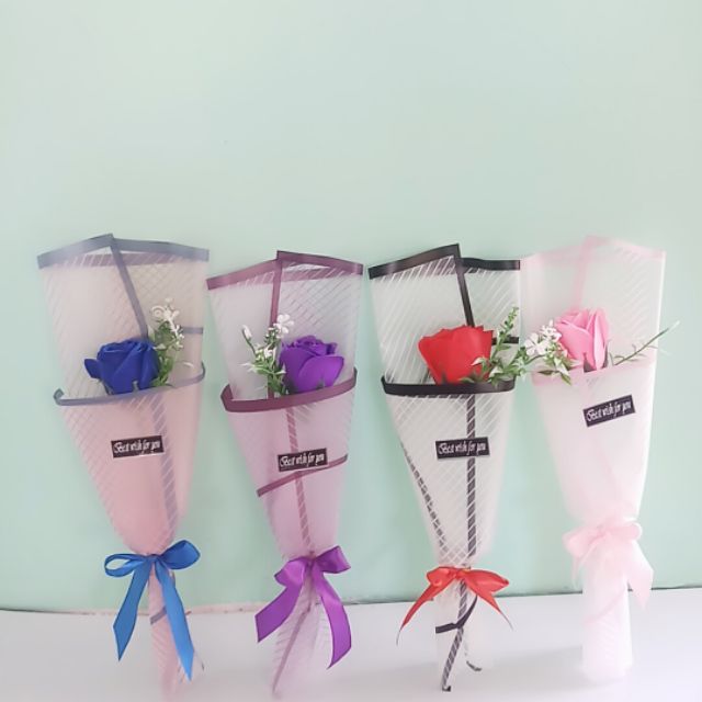 10 cây hoa sáp 1 bông giấy viền