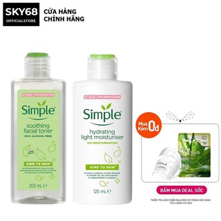 Combo 2 Sản Phẩm Giúp Da Sạch Sâu, Cấp Ẩm Và Nuôi Dưỡng Da Sáng Khỏe Simple Kind To Skin (Toner 200ml + Sữa dưỡng 125ml)