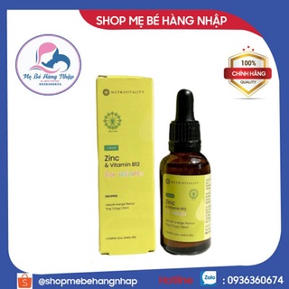 Kẽm giọt Nutrivitality Zinc bổ sung Vitamin B12 - 30ml