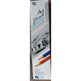 Hộp 10 chiếc bút chì gỗ 2B màu ngẫu nhiên