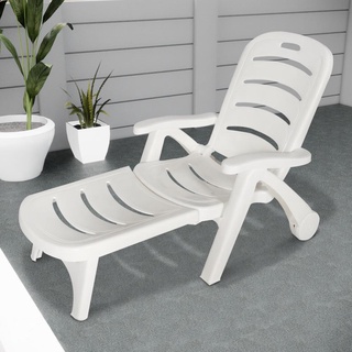 HomeBase SPRING Ghế thư giãn bằng nhựa PP W56,5xH33xD188 màu trắng