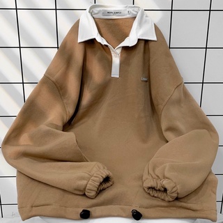 Áo Sweater Polo MOZY màu HỒNG/NÂU/ĐEN Phối Cổ Trắng Form Rộng Ulzzang Unisex  Nam nữ unisex  Áo Sweater có cổ