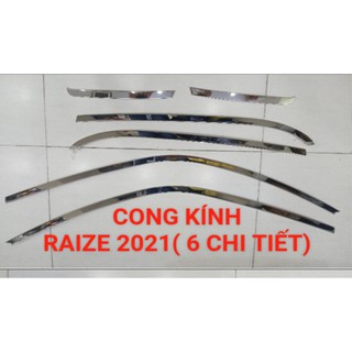 Bộ Nẹp viền Cong Kính Xe Toyota Raize 2022-2021 Mẫu Inox Cao Cấp