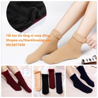 Tất len lót lông nỉ dày dặn cho mùa đông đại hàn