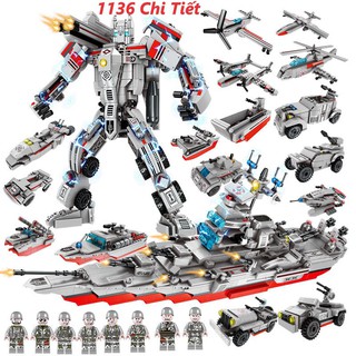 [1136 CHI TIẾT - 26 Tạo Hình] Bộ Đồ Chơi Lắp ghép Tàu Chiến Thuyền, Lắp Ráp Xe OTO, Robot Chiến Đấu - Siêu Ngầu